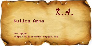 Kulics Anna névjegykártya
